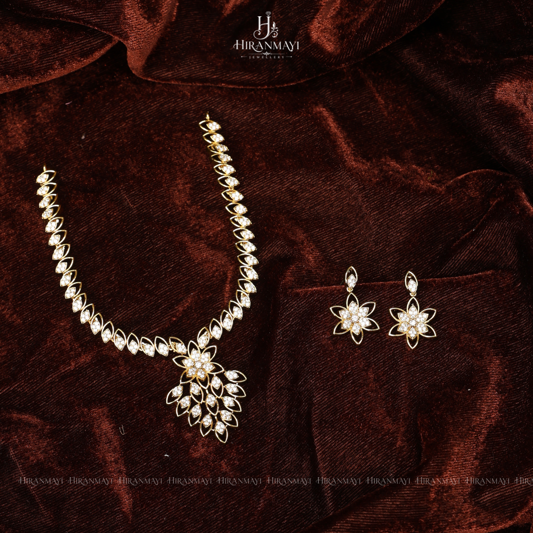 American diamond drop like stone studded necklace