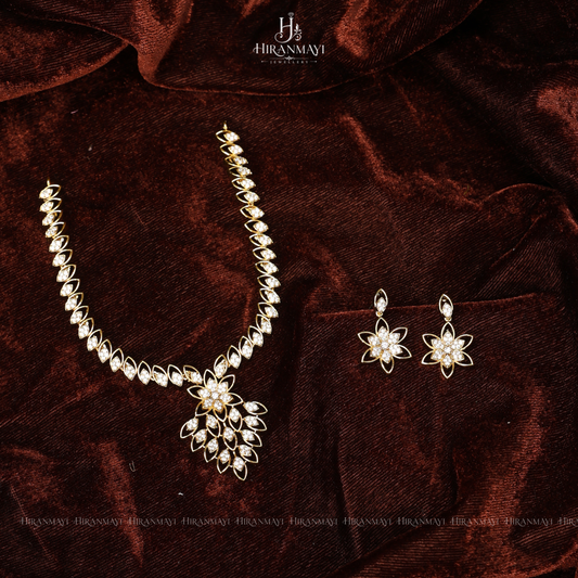 American diamond drop like stone studded necklace