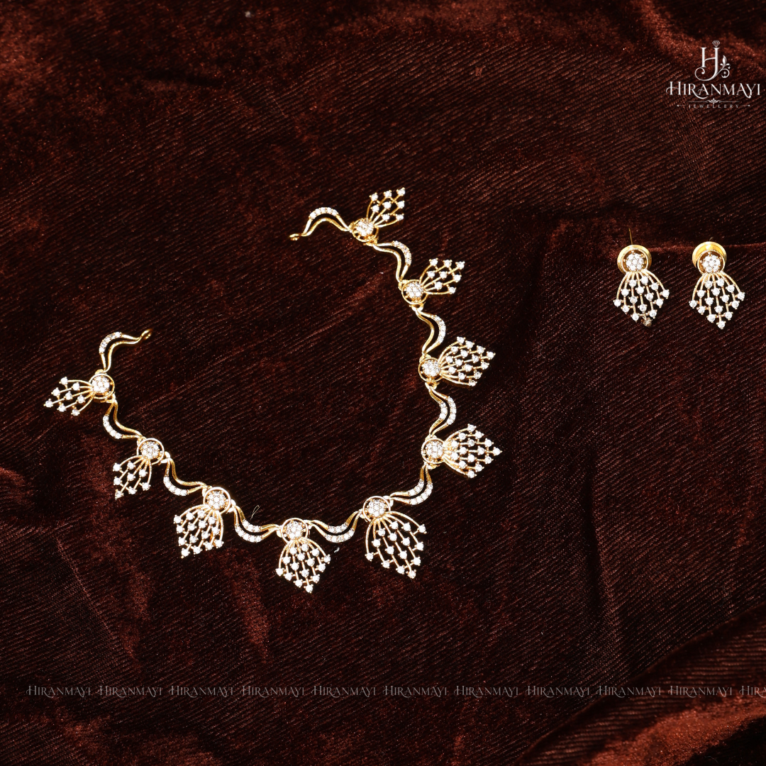 American diamond feathers type necklace