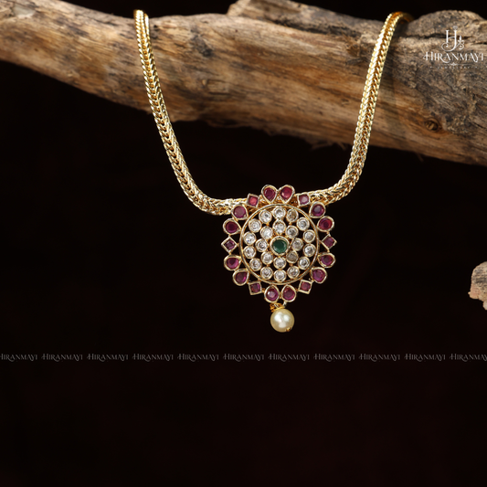 Minimal Kundan Ruby And Emerald Stone Attigai
