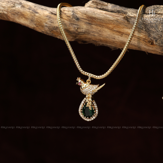 Minimal antique bird motif neckset  - green
