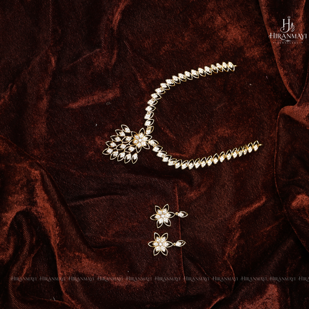 American diamond drop like stone studded necklace