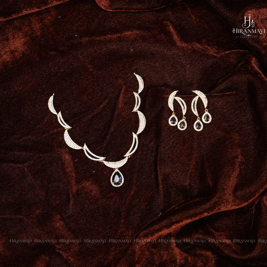 American diamond half moon necklace American diamond