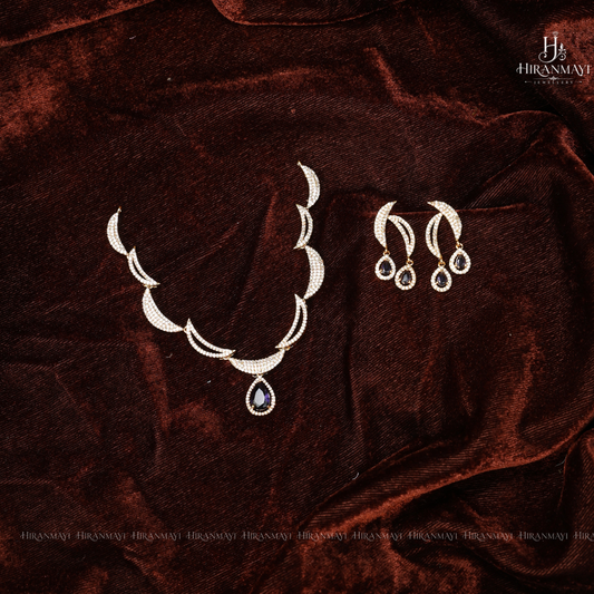 American diamond half moon necklace American diamond