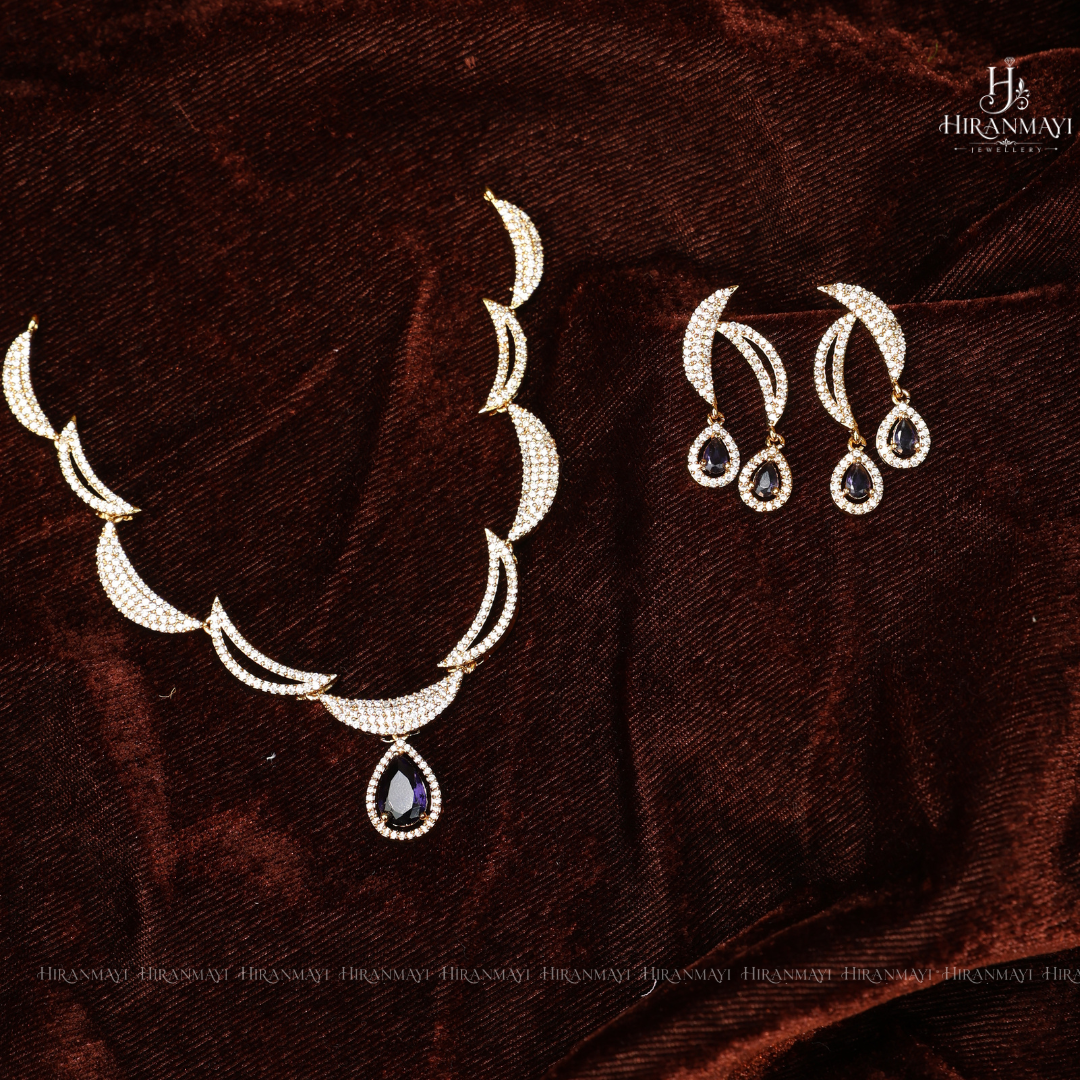 American diamond half moon necklace American diamond