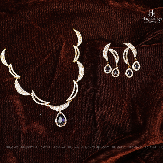 American diamond half moon necklace American diamond