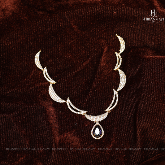 American diamond half moon necklace American diamond