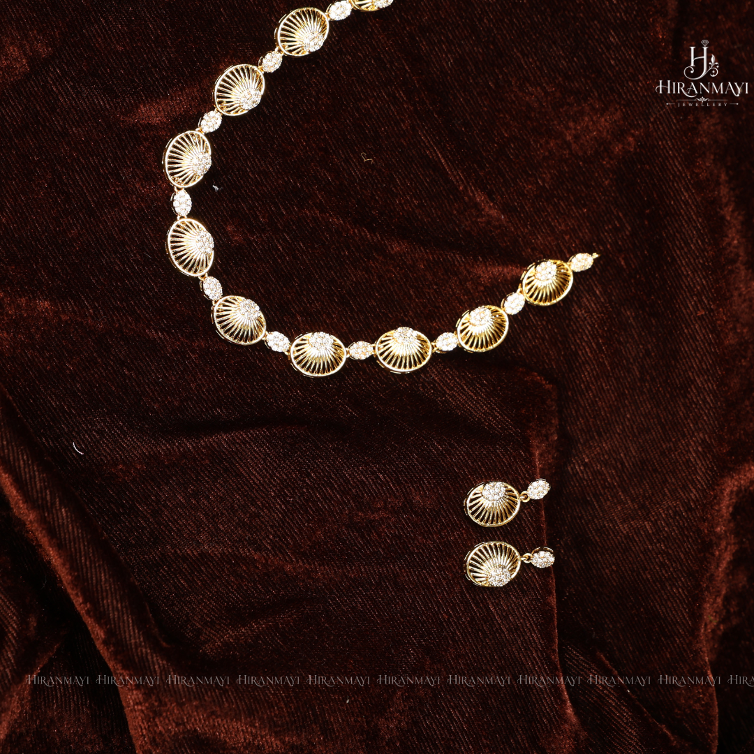 Shell model stone studded necklace