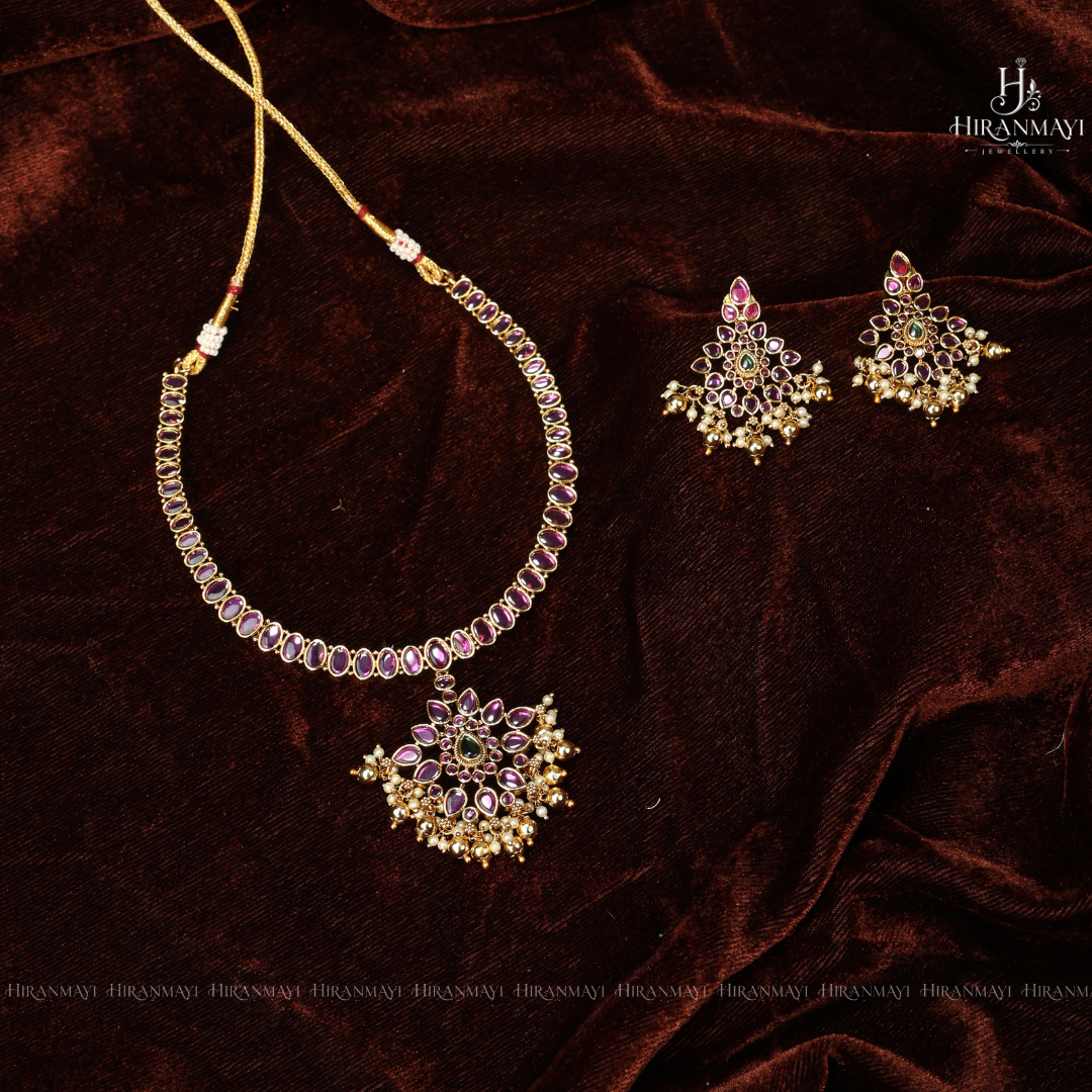 Kundan stone attigai with earrings