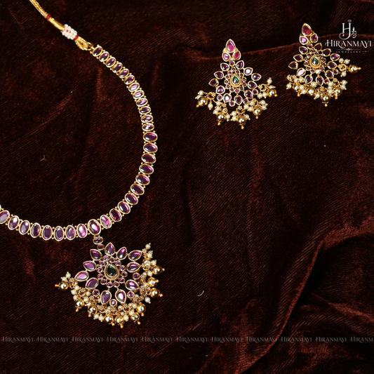 Kundan stone attigai with earrings