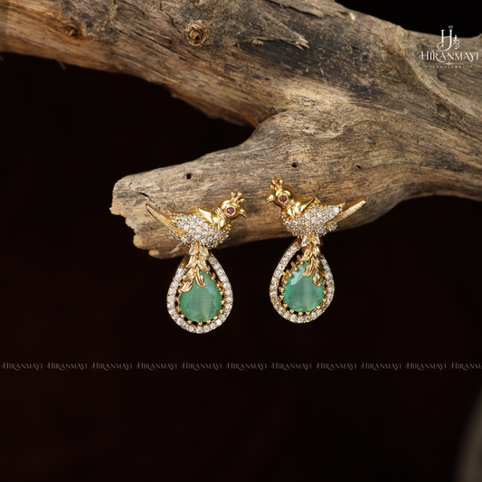 Minimal antique bird motif neckset - mint green