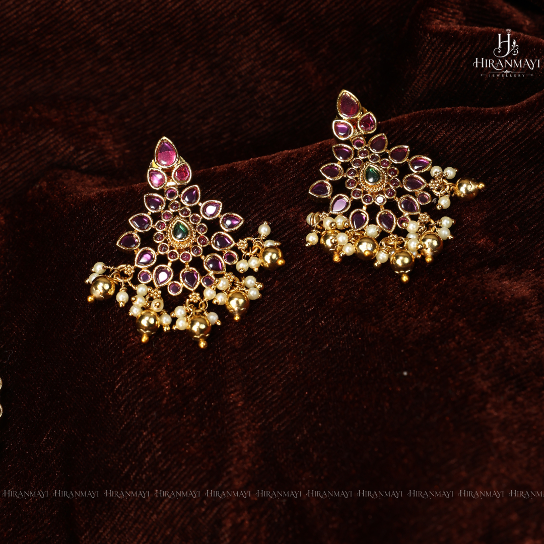 Kundan stone attigai with earrings