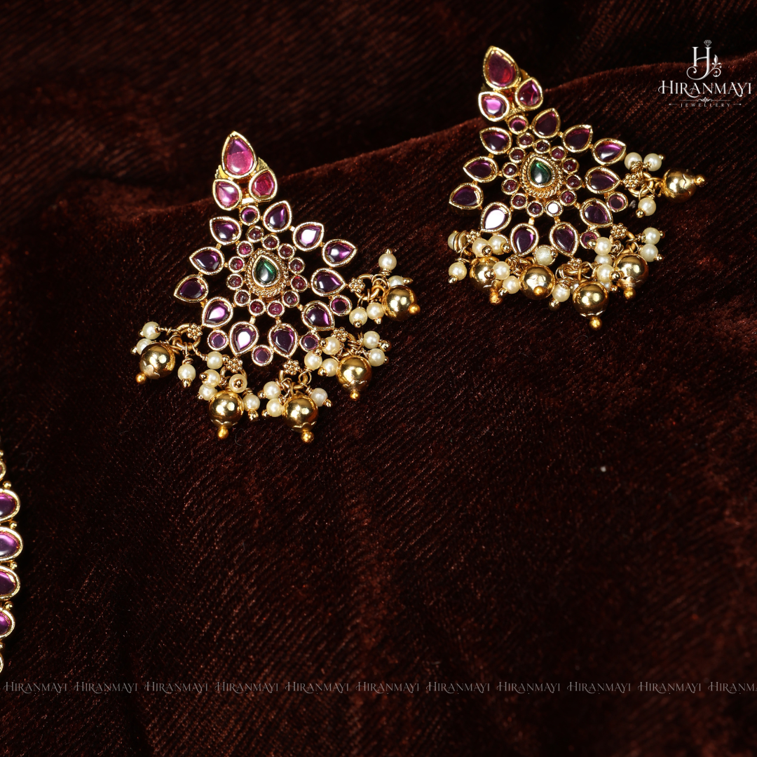 Kundan stone attigai with earrings