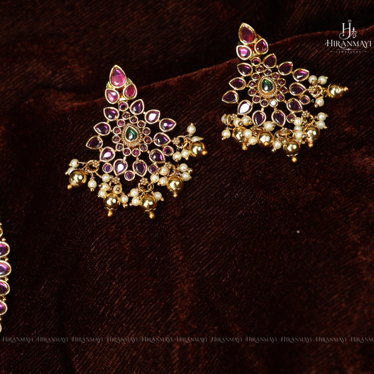 Kundan stone attigai with earrings