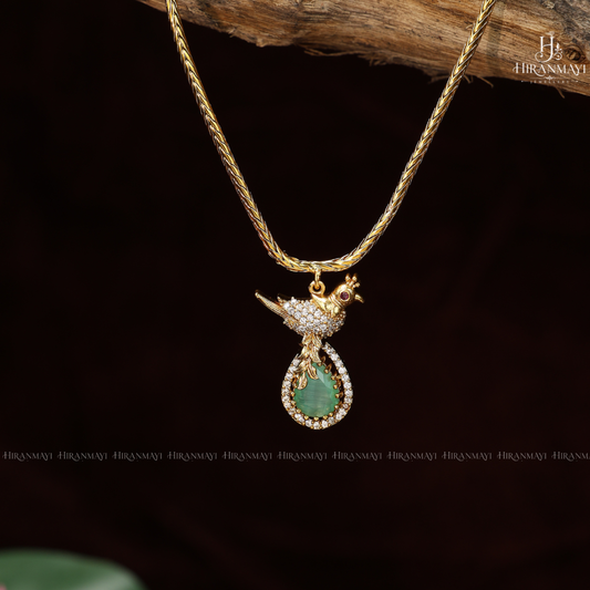 Minimal antique bird motif neckset - mint green