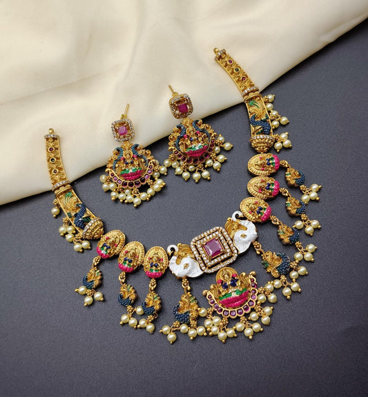 Meenakari necklace with earrings