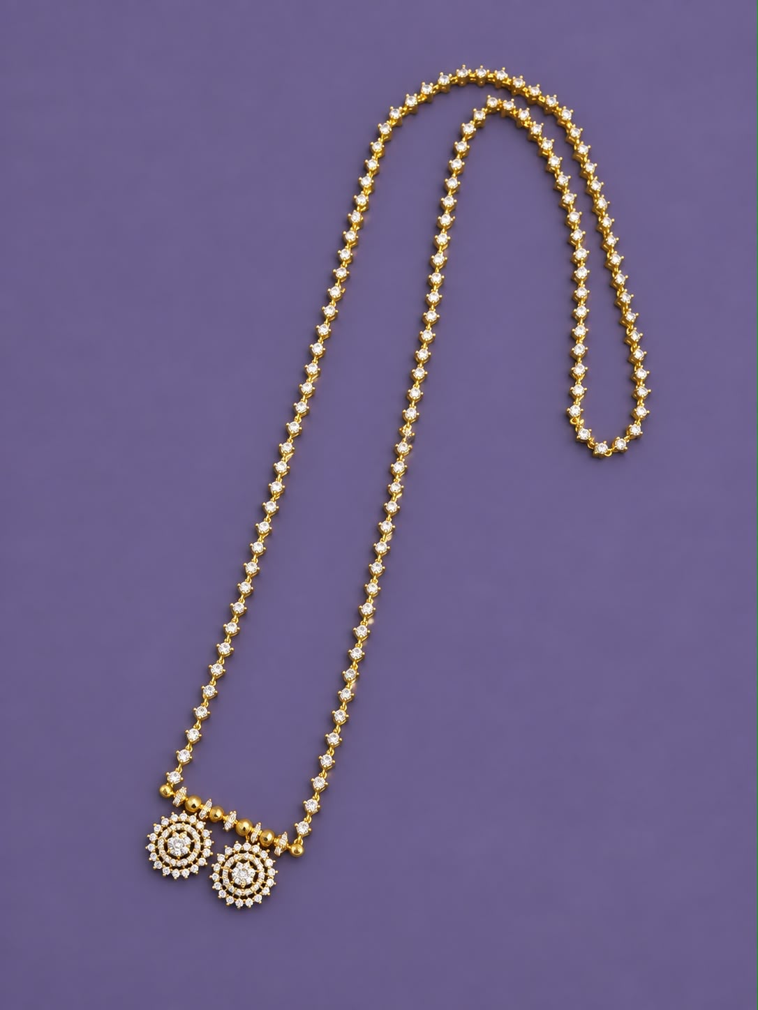 Diamond replica long chain with pendant