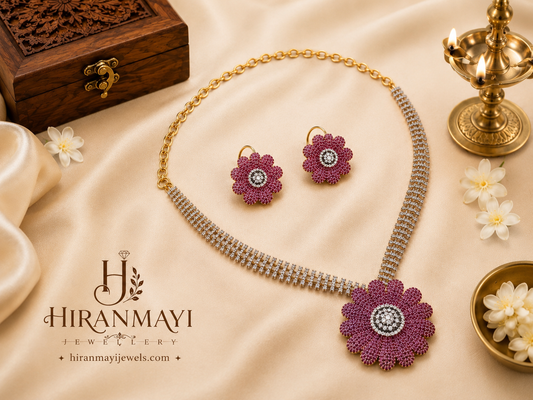 Floral flexibility pattern zircon stone statement necklace