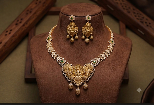 Antique with American diamond stone fitted haram