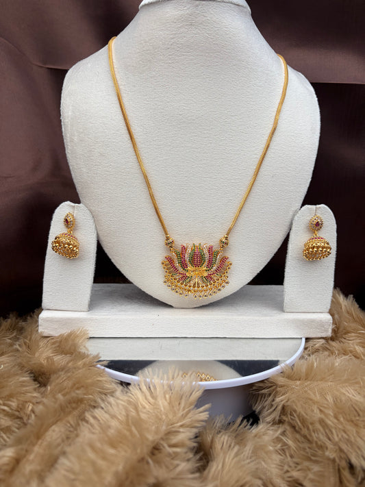 Lotus multi color chain with earrings