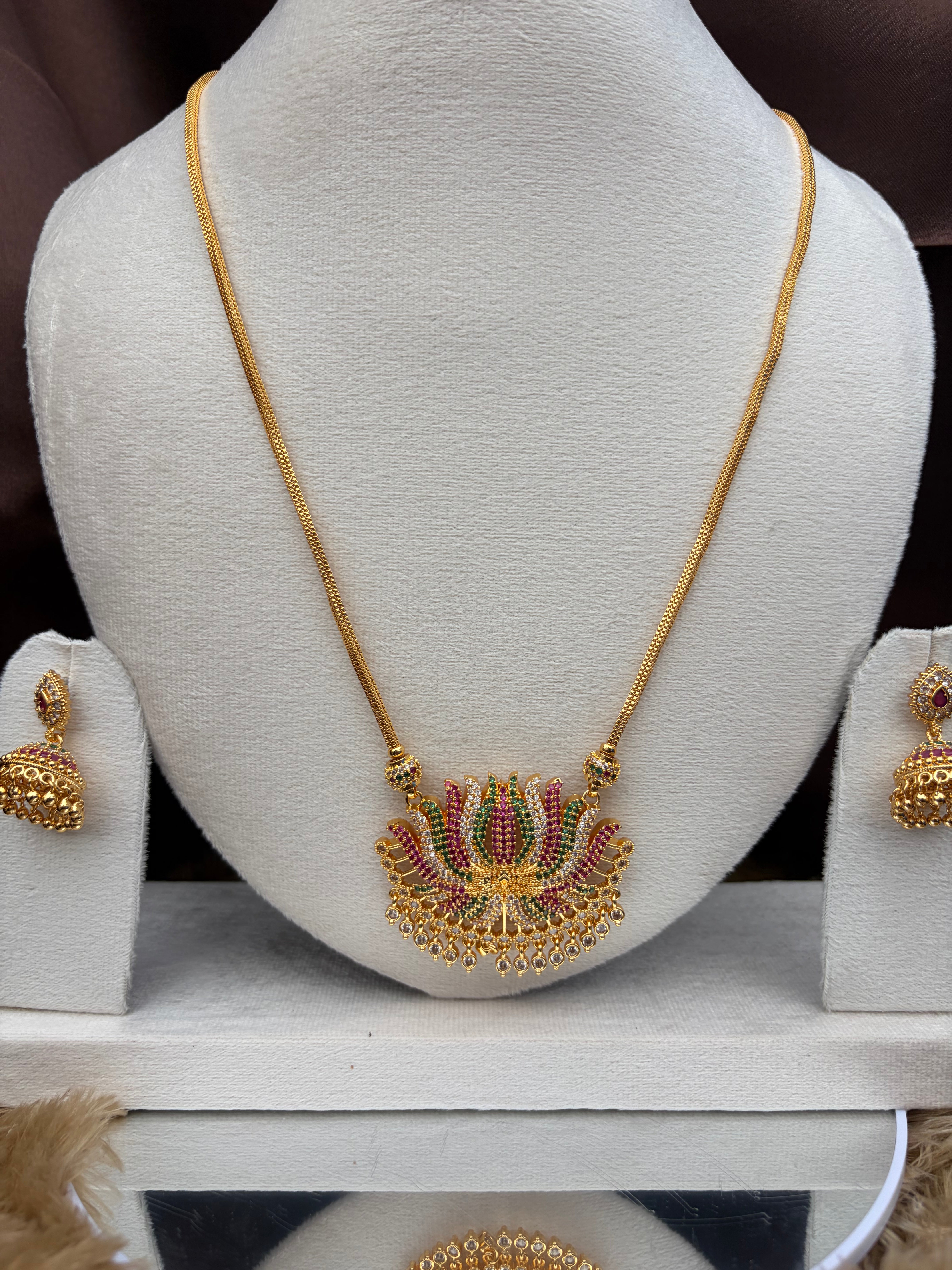 Lotus multi color chain with earrings