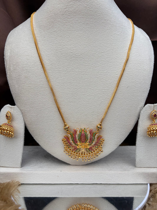 Lotus multi color chain with earrings