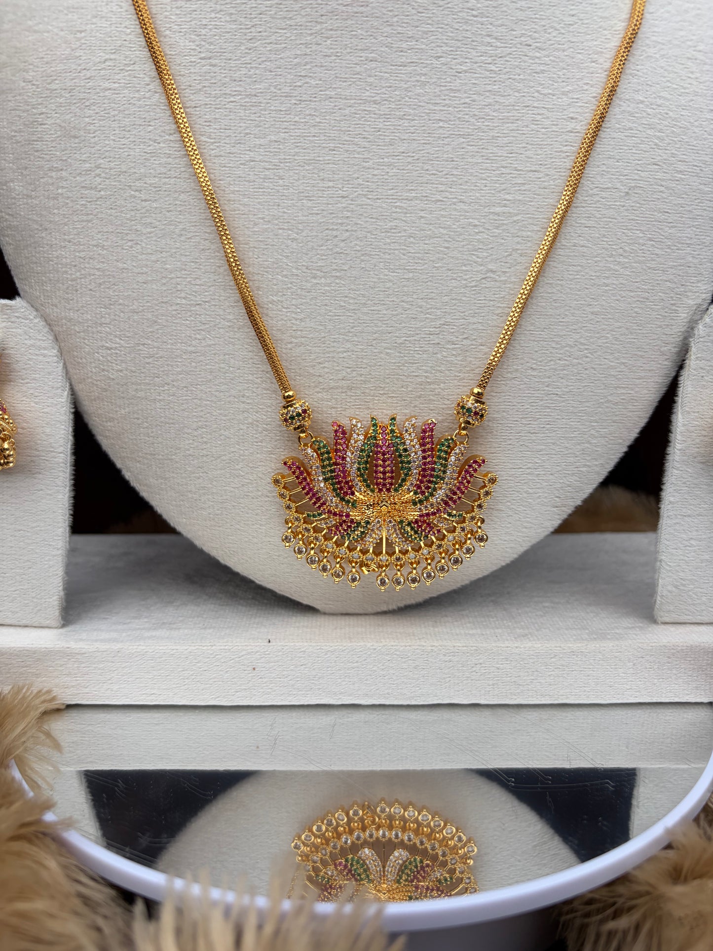 Lotus multi color chain with earrings