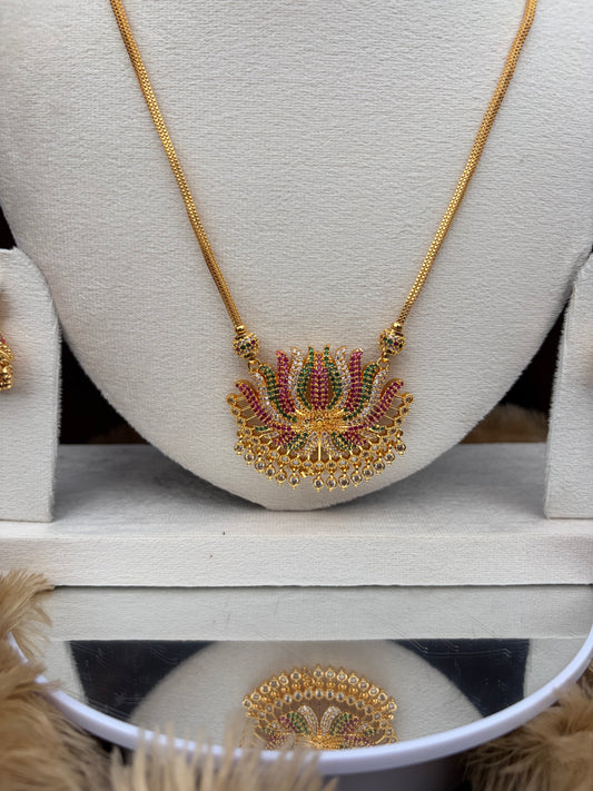Lotus multi color chain with earrings