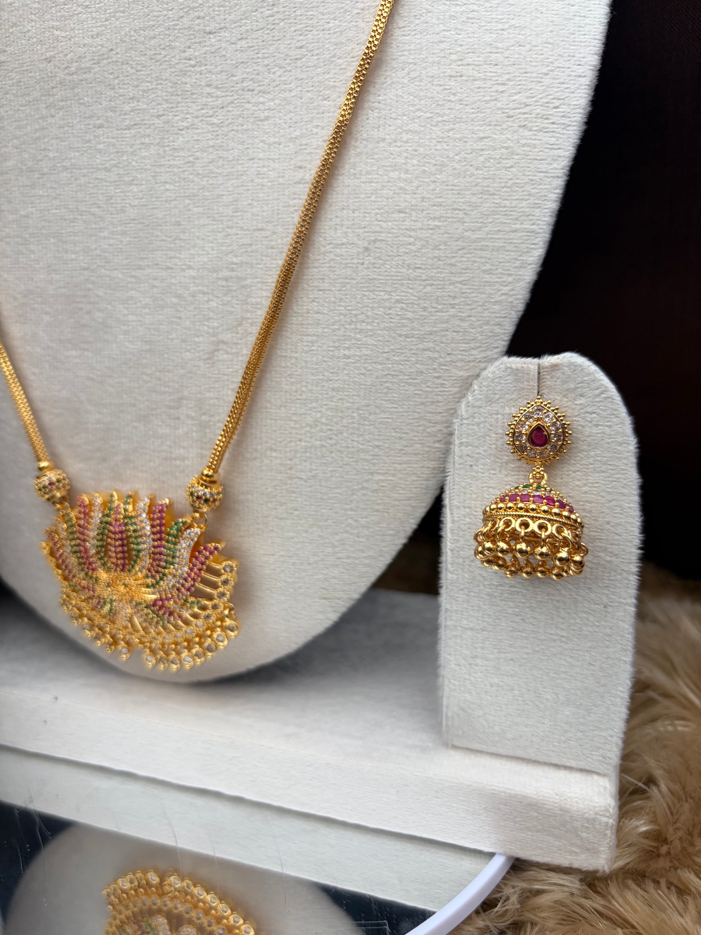 Lotus multi color chain with earrings