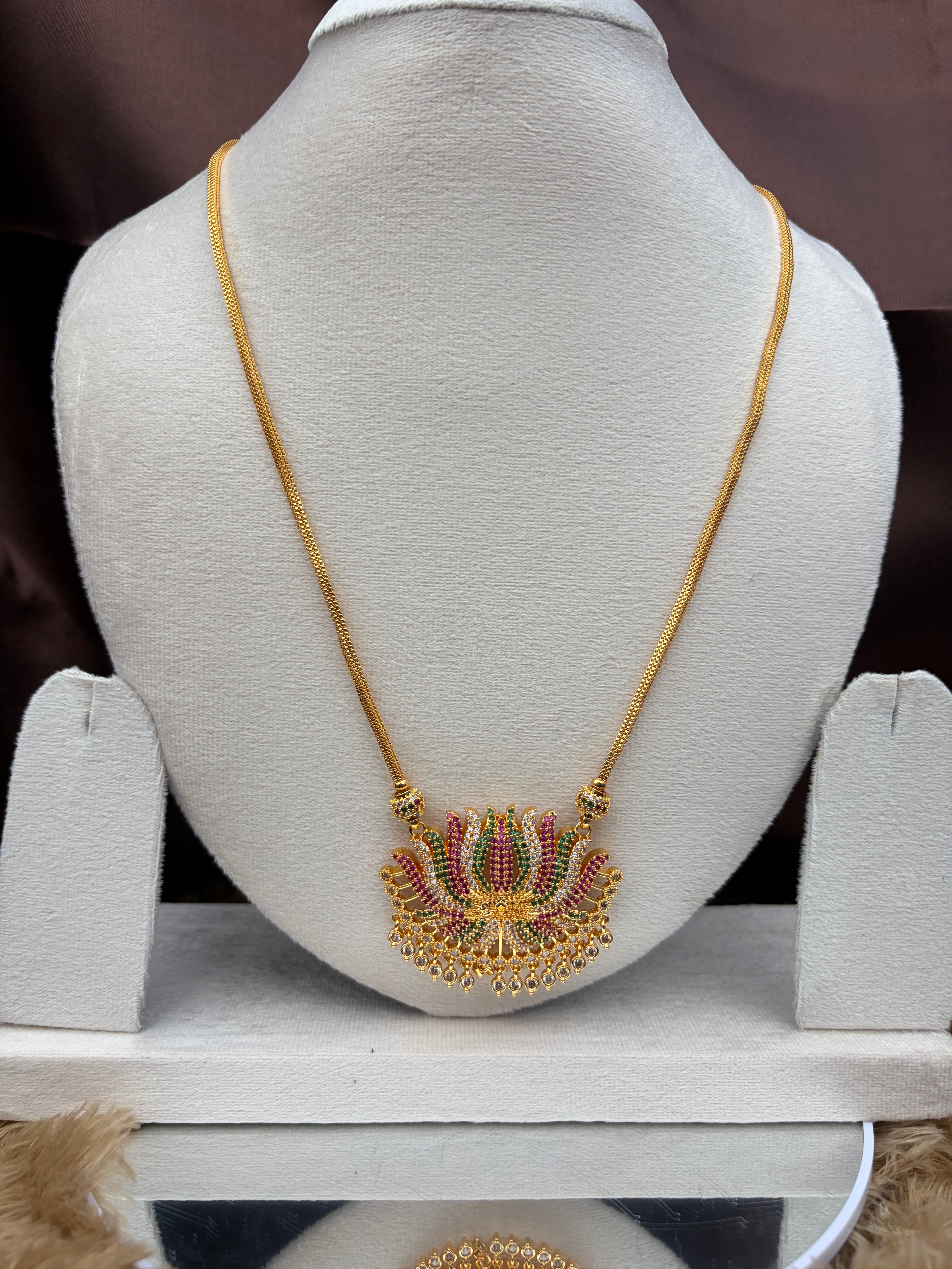 Lotus pendant with 24 inches micro polished chain
