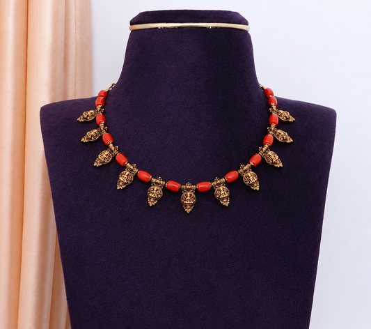 Pavazham with Lakshmi motif necklace