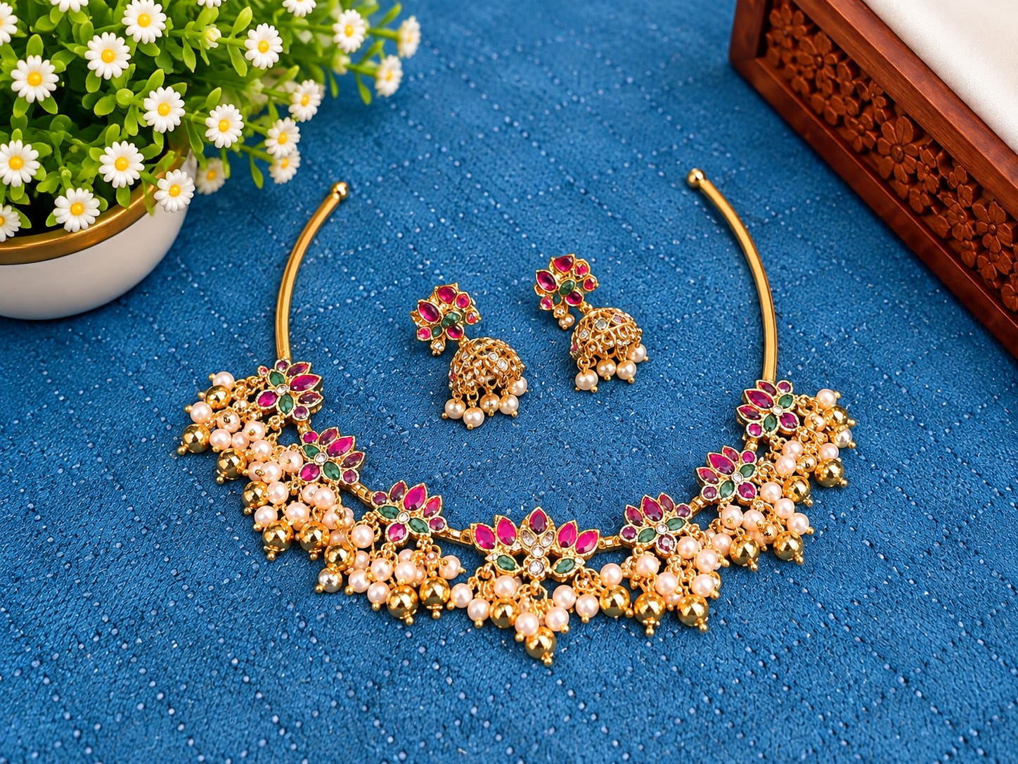 Lotus hasli with jumka set