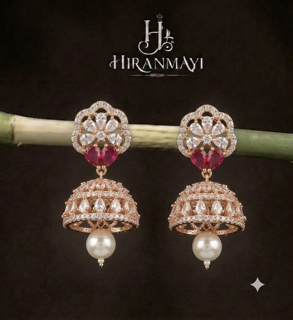 Rose gold with ruby stone jumka
