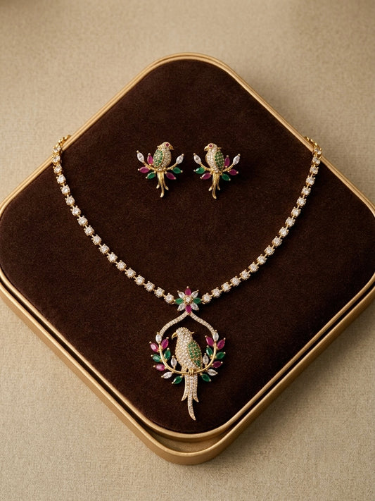 Trending parrot hanging necklace with stud